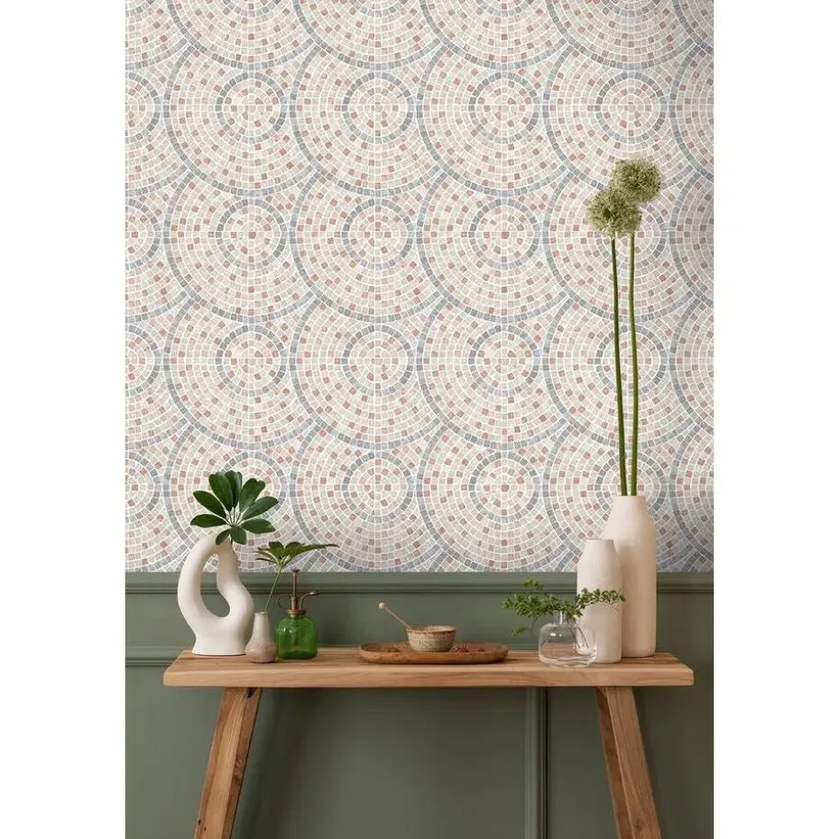 Dutch Wallcoverings Vliesbehang Artifice mozaïc tegel - beige/terra - 10m x 53cm
