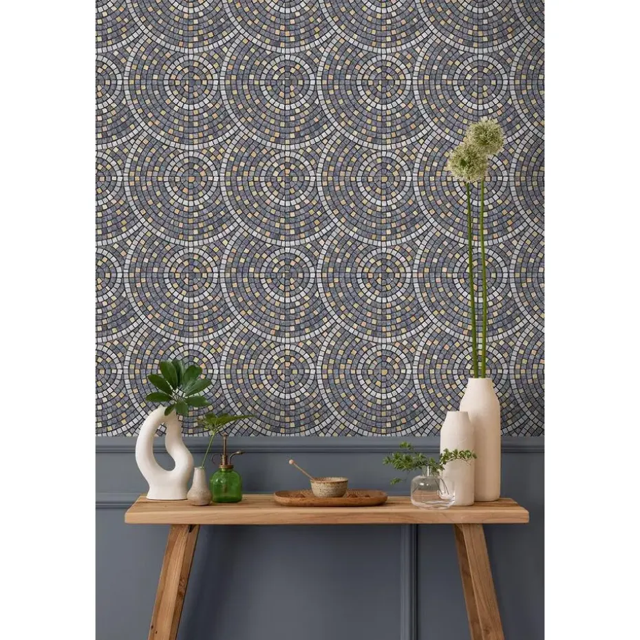 Dutch Wallcoverings Vliesbehang Artifice mozaïc tegel - grijs/oker - 10m x 53cm