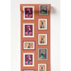 Dutch Wallcoverings Vliesbehang Artifice lijstjes met dieren - terra - 10mx53cm