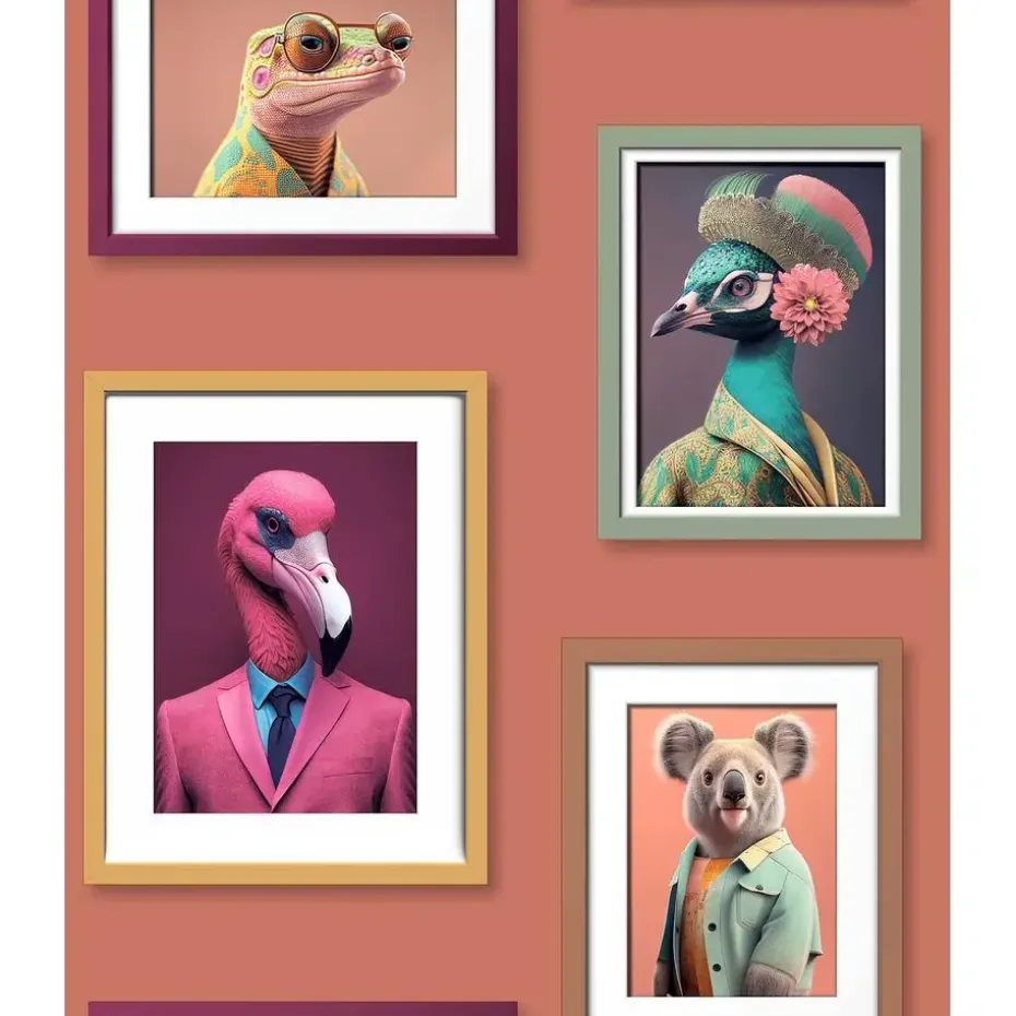 Dutch Wallcoverings Vliesbehang Artifice lijstjes met dieren - terra - 10mx53cm