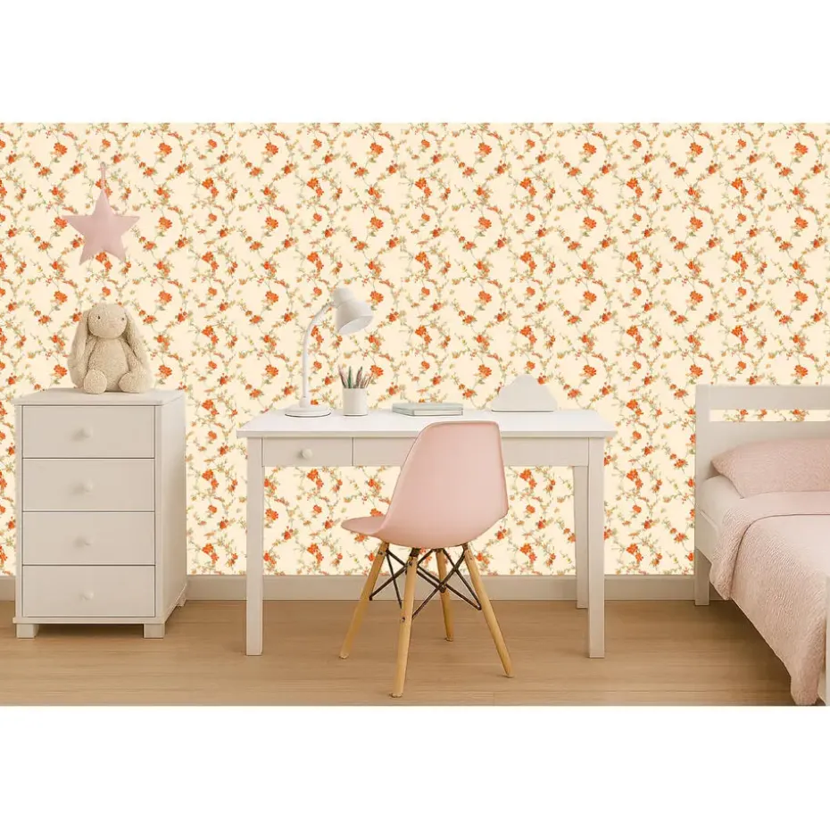 Dutch Wallcoverings Vliesbehang Fabric Touch flower - rood - 10,05m x 53cm