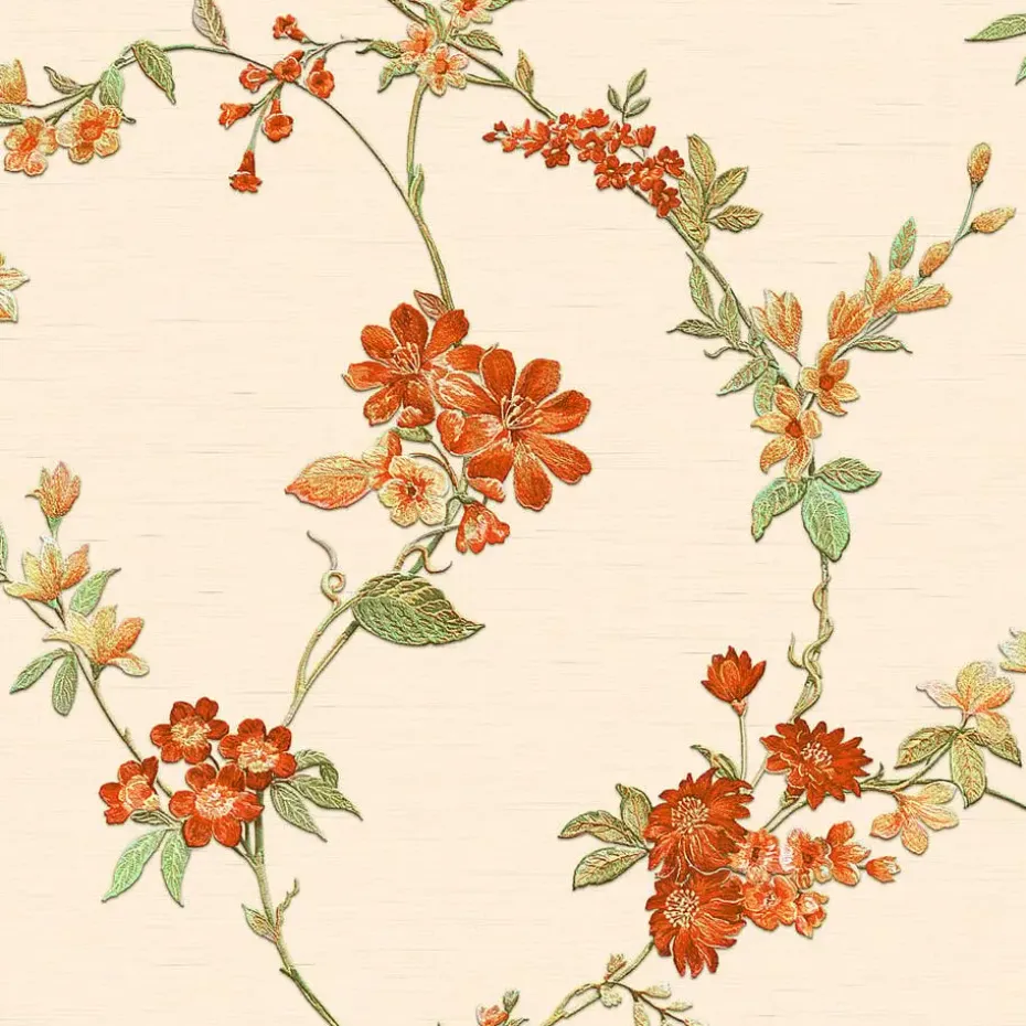 Dutch Wallcoverings Vliesbehang Fabric Touch flower - rood - 10,05m x 53cm