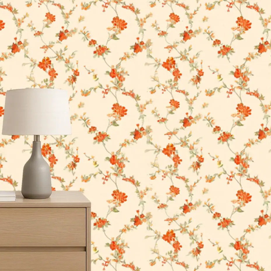 Dutch Wallcoverings Vliesbehang Fabric Touch flower - rood - 10,05m x 53cm
