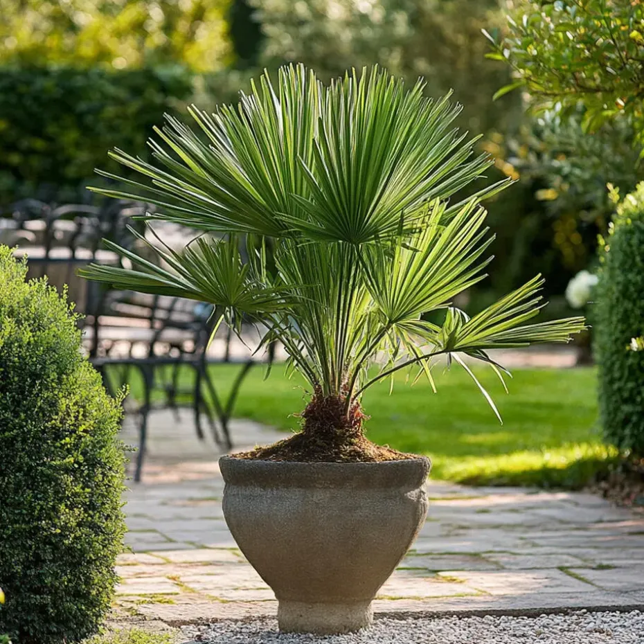 Dwergpalm - Set van 2 - Chamaerops humilis - Hoogte 50-60cm - ⌀15cm