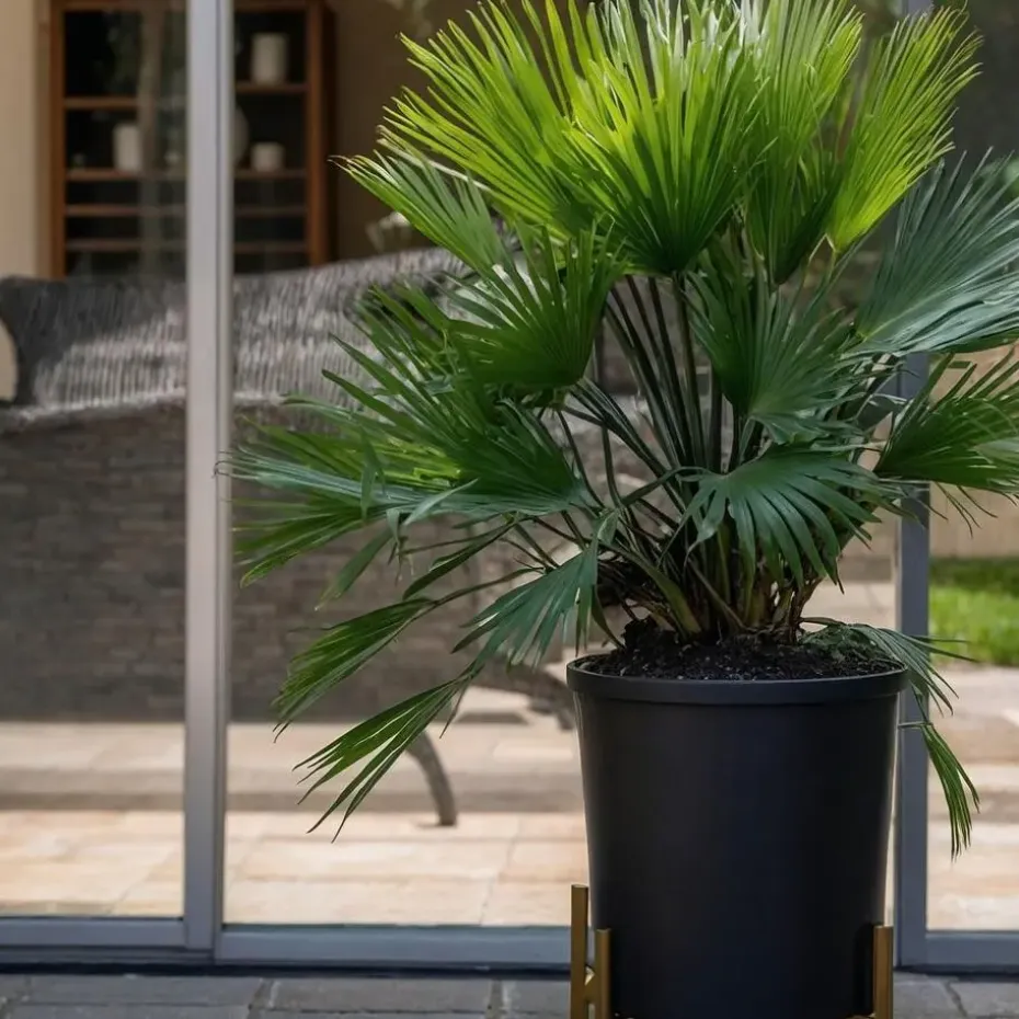 Dwergpalm - Set van 2 - Chamaerops 'Vulcano' - Hoogte 35-45cm - ⌀19cm