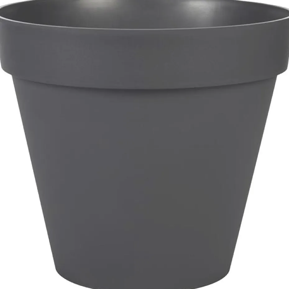 EDA Toscane Bloempot - kunststof - antraciet - D20 x H17 cm