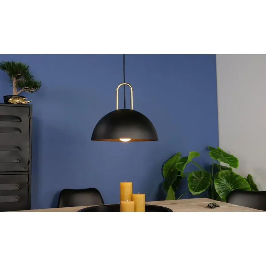 EDI lightCalmaneraHanglamp-E27-Ø32,5cm-Zwart/Geelkoper