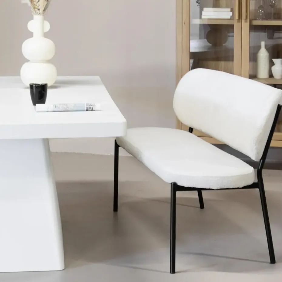 Eetkamerbank Beige Stof - Diepte 63cm - Zitbreedte 160cm - Maddie