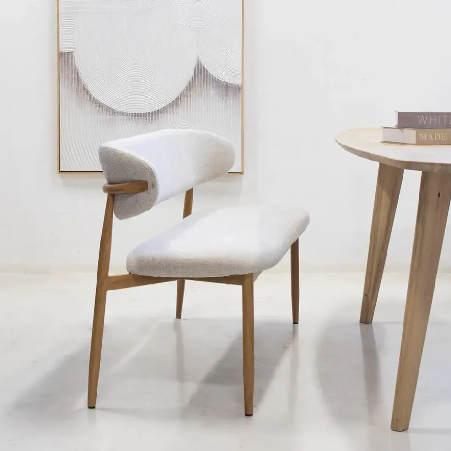 Eetkamerbank Beige/Naturel - Zithoogte 47cm - 160x55x77cm - Alexia