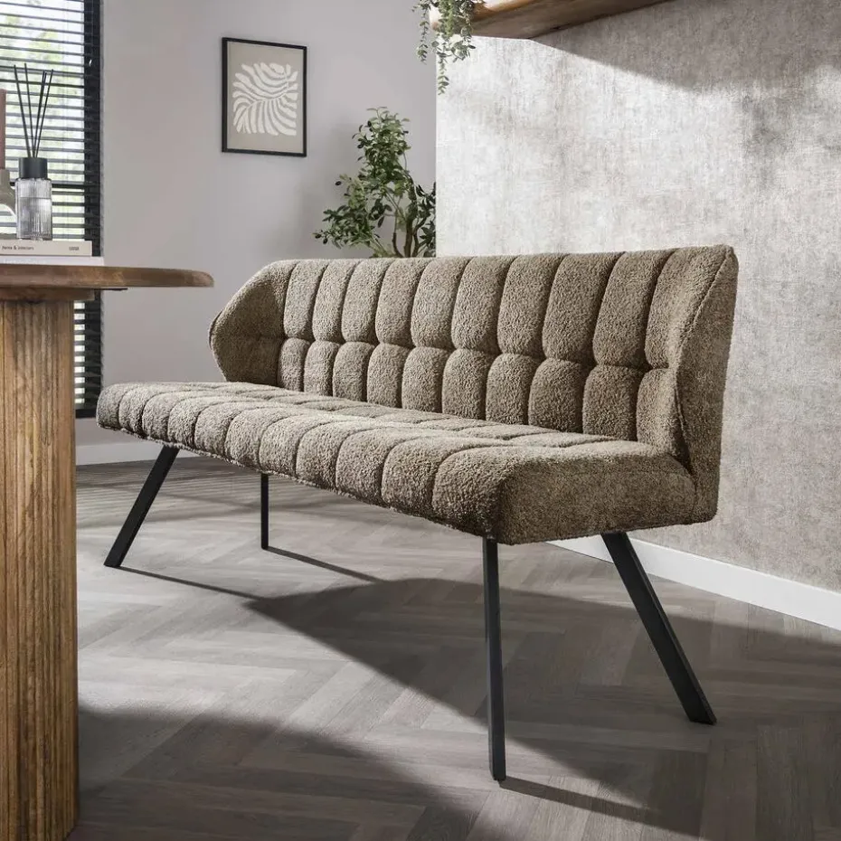 Eetkamerbank 2,5-Zits - Bouclé Zand - 180x59x84cm - Raster