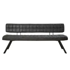 Eetkamerbank Zwart Kunstleer - 180cm - Kruisstiksel