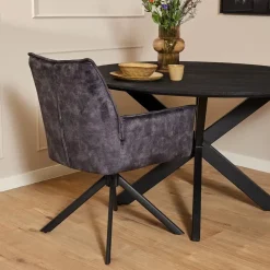 Eetkamerstoel Antraciet Velvet - Draaibaar - Dani - Set van 2