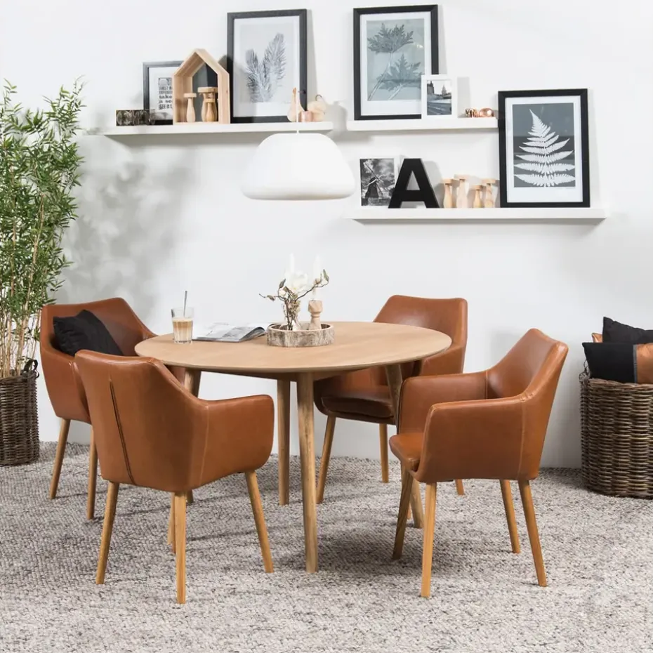 Eetkamertafel Ulfborg - eikenkleur - Ø120x75 cm