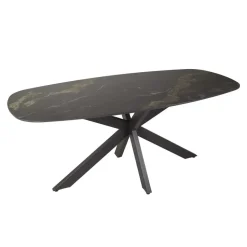 Eettafel - Deens Ovaal 180cm - Zwart Keramiek - Ceramic Fossil