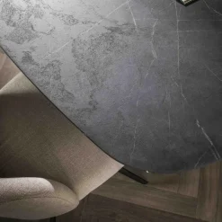 Eettafel Deens Ovaal 215cm - Zwart Marmerlook - 6-8 Personen