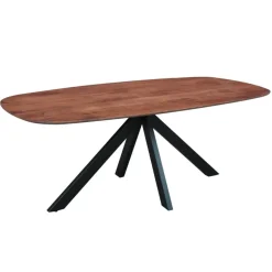 Eettafel deens ovaal Paris walnoot finish 200x100 cm - Hout - Bruin
