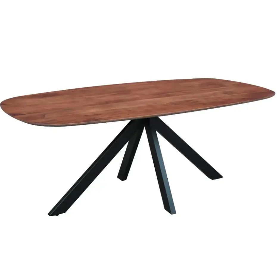Eettafel deens ovaal Paris walnoot finish 200x100 cm - Hout - Bruin
