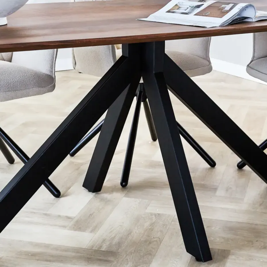 Eettafel deens ovaal Paris walnoot finish 200x100 cm - Hout - Bruin