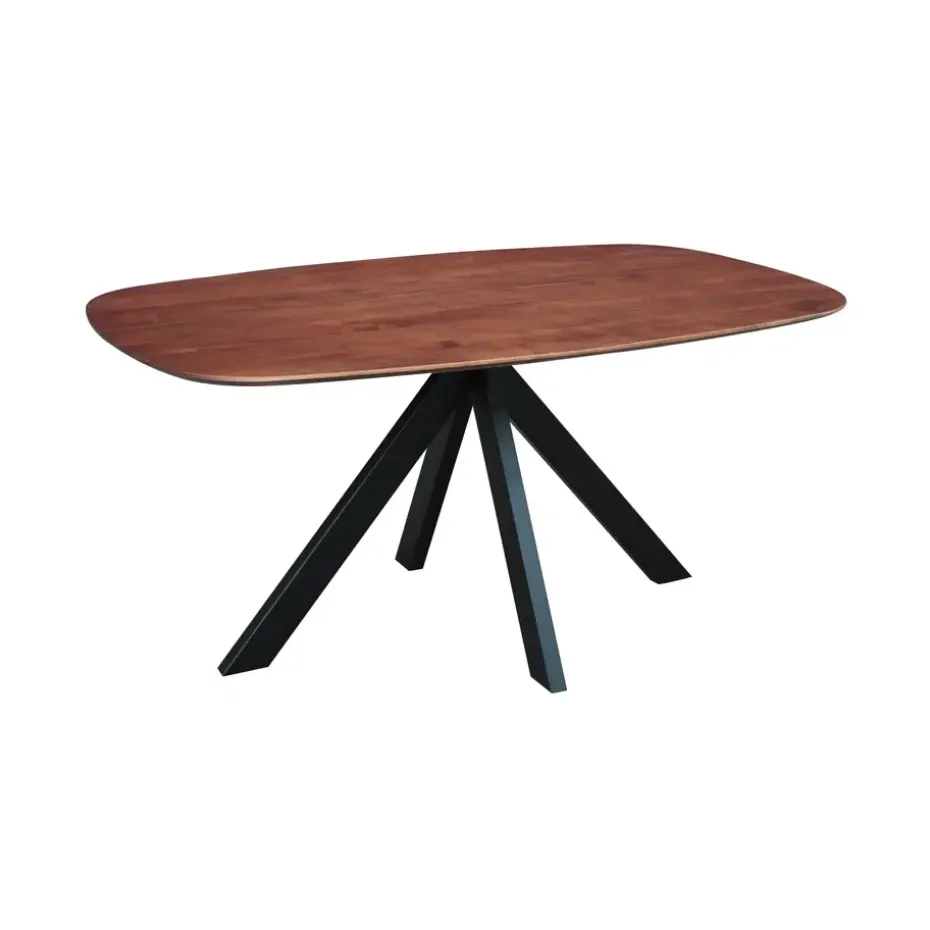 Eettafel deens ovaal Paris walnoot finish 160x100 cm - Hout - Bruin