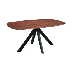 Eettafel deens ovaal Paris walnoot finish 160x100 cm - Hout - Bruin