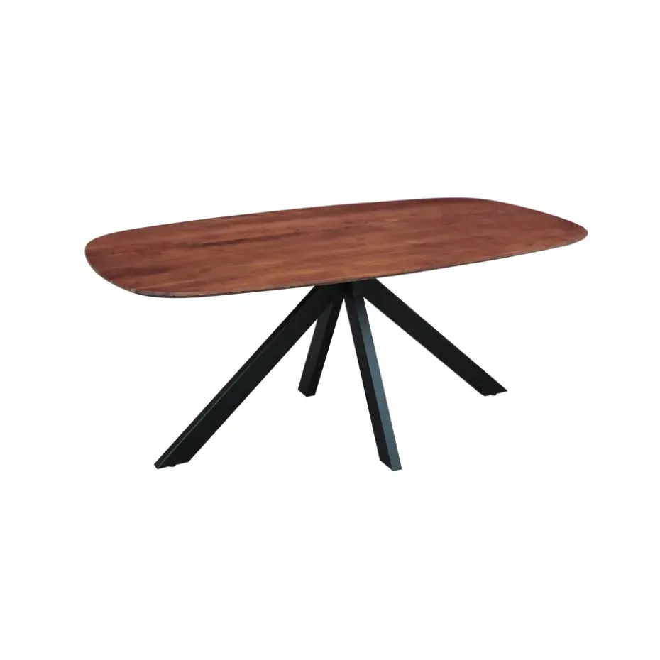 Eettafel deens ovaal Paris walnoot finish 180x100 cm - Hout - Bruin