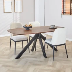 Eettafel deens ovaal Paris walnoot finish 180x100 cm - Hout - Bruin