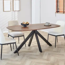 Eettafel deens ovaal Paris walnoot finish 240x100 cm - Hout - Bruin
