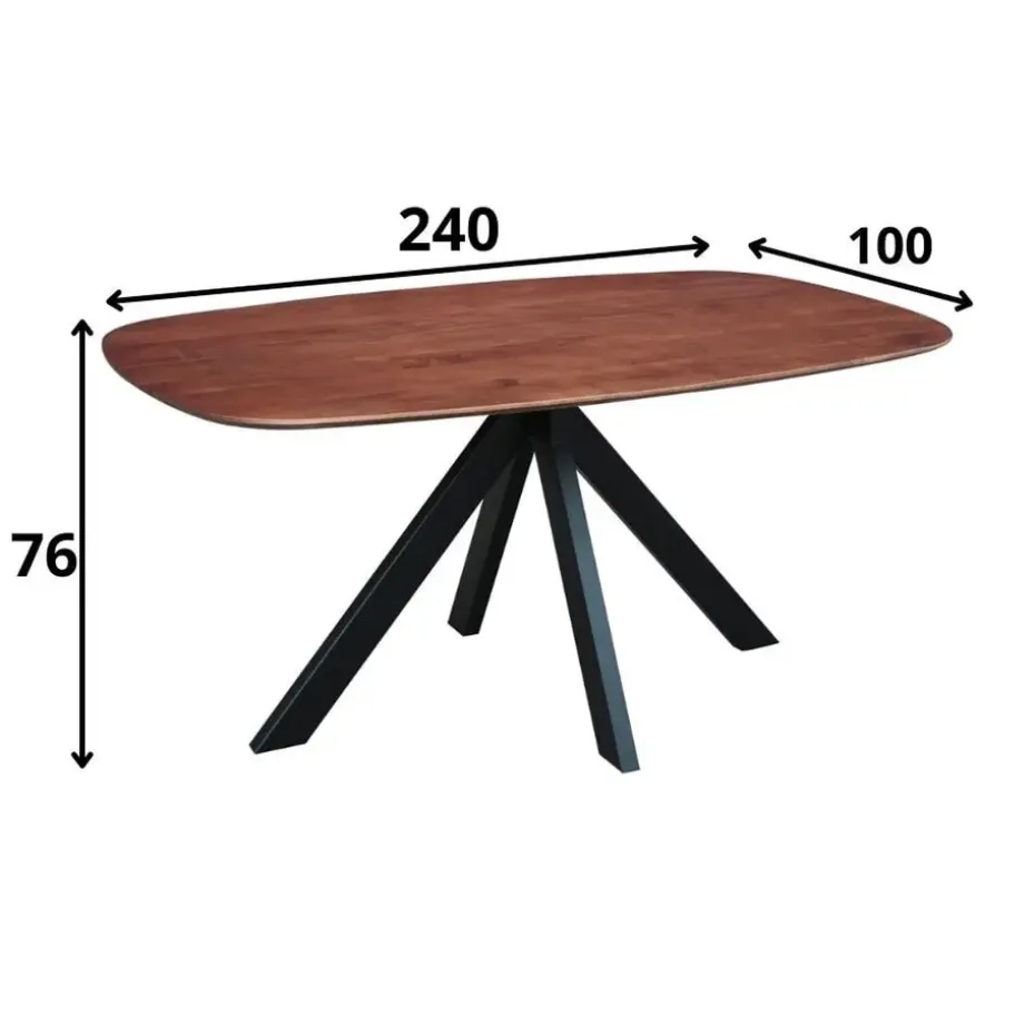 Eettafel deens ovaal Paris walnoot finish 240x100 cm - Hout - Bruin
