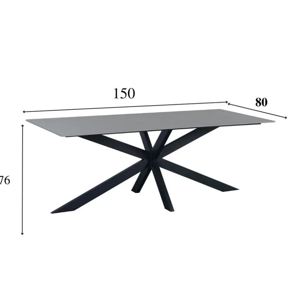 Eettafel Edin 170x90 cm marmerlook grijs - Stoneware - Grijs