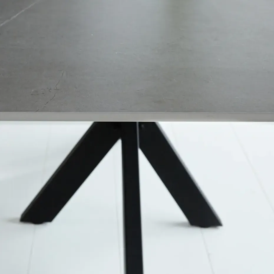 Eettafel Edin 230x100 cm marmerlook grijs - Stoneware - Grijs
