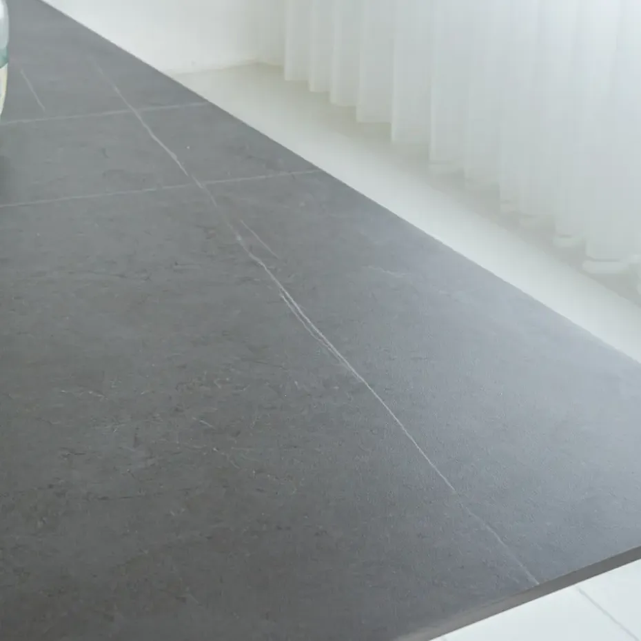 Eettafel Edin 230x100 cm marmerlook grijs - Stoneware - Grijs