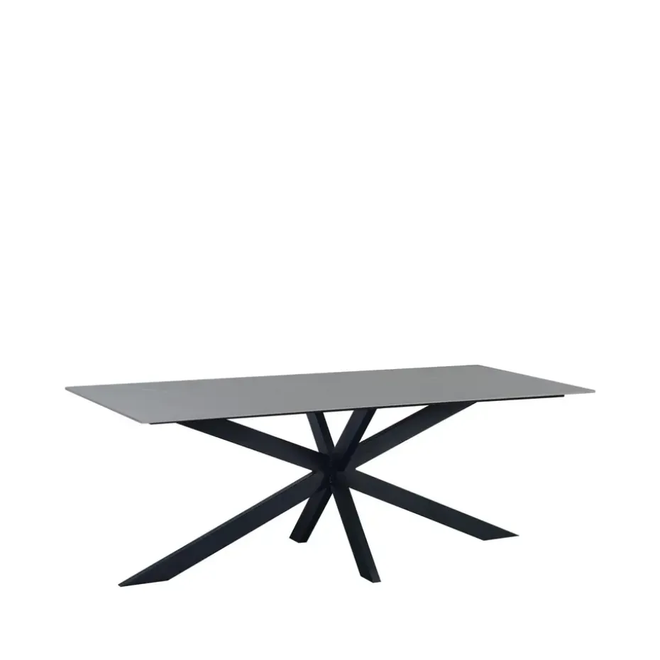 Eettafel Edin 230x100 cm marmerlook grijs - Stoneware - Grijs