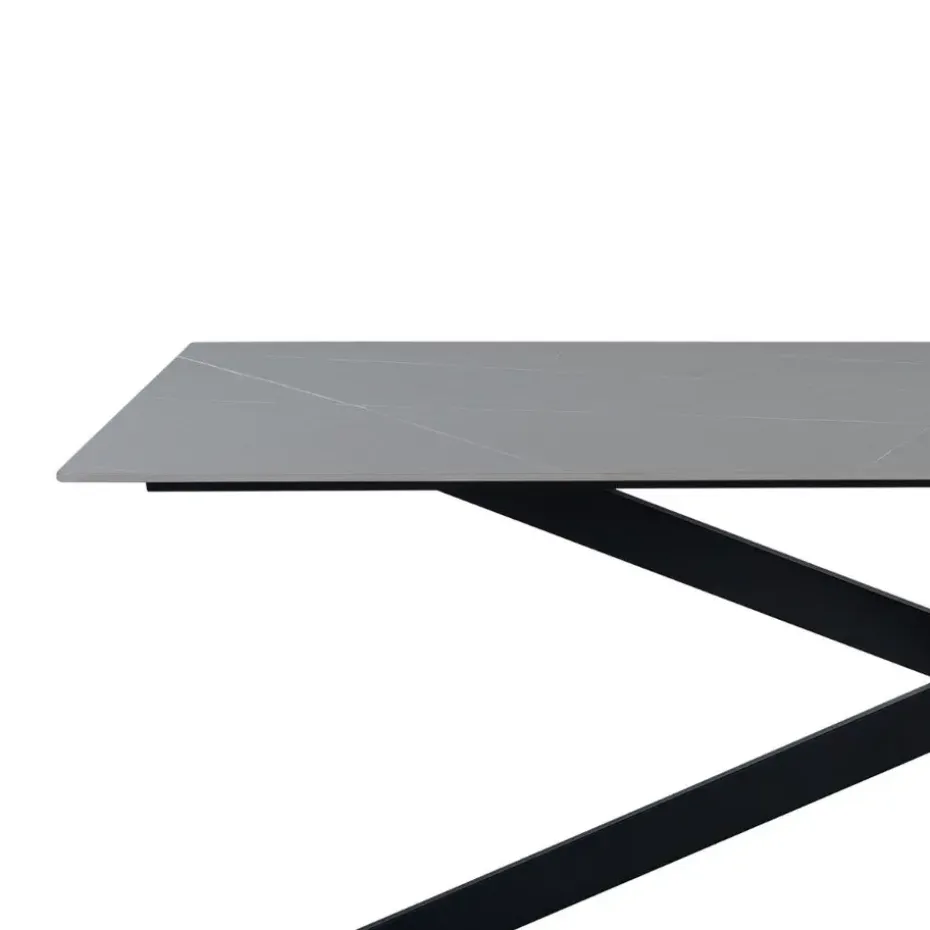 Eettafel Edin 230x100 cm marmerlook grijs - Stoneware - Grijs