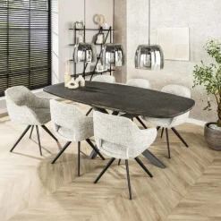Eettafel Grijs Staal - 215x105x77cm - Metallic