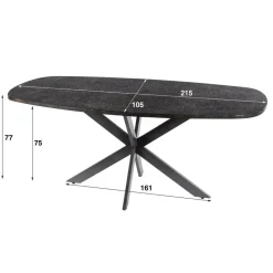 Eettafel Grijs Staal - 215x105x77cm - Metallic