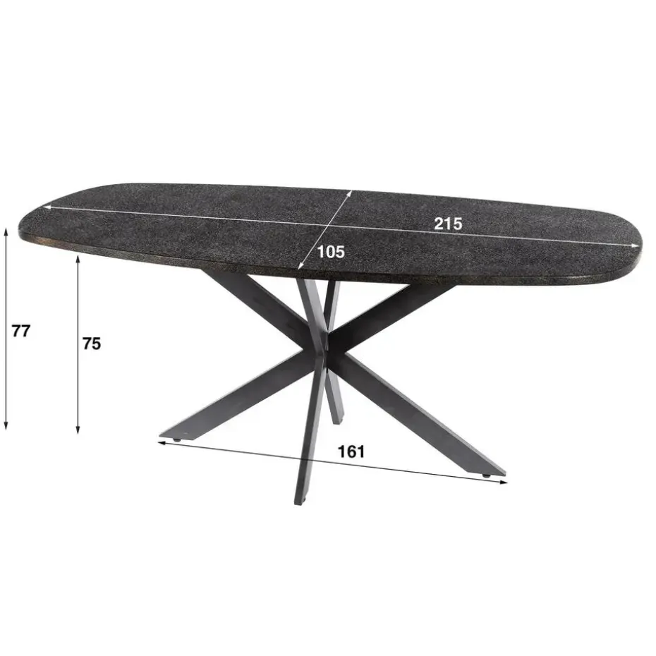 Eettafel Grijs Staal - 215x105x77cm - Metallic