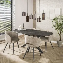 Eettafel Grijs Staal - 180x90x77cm - Metallic