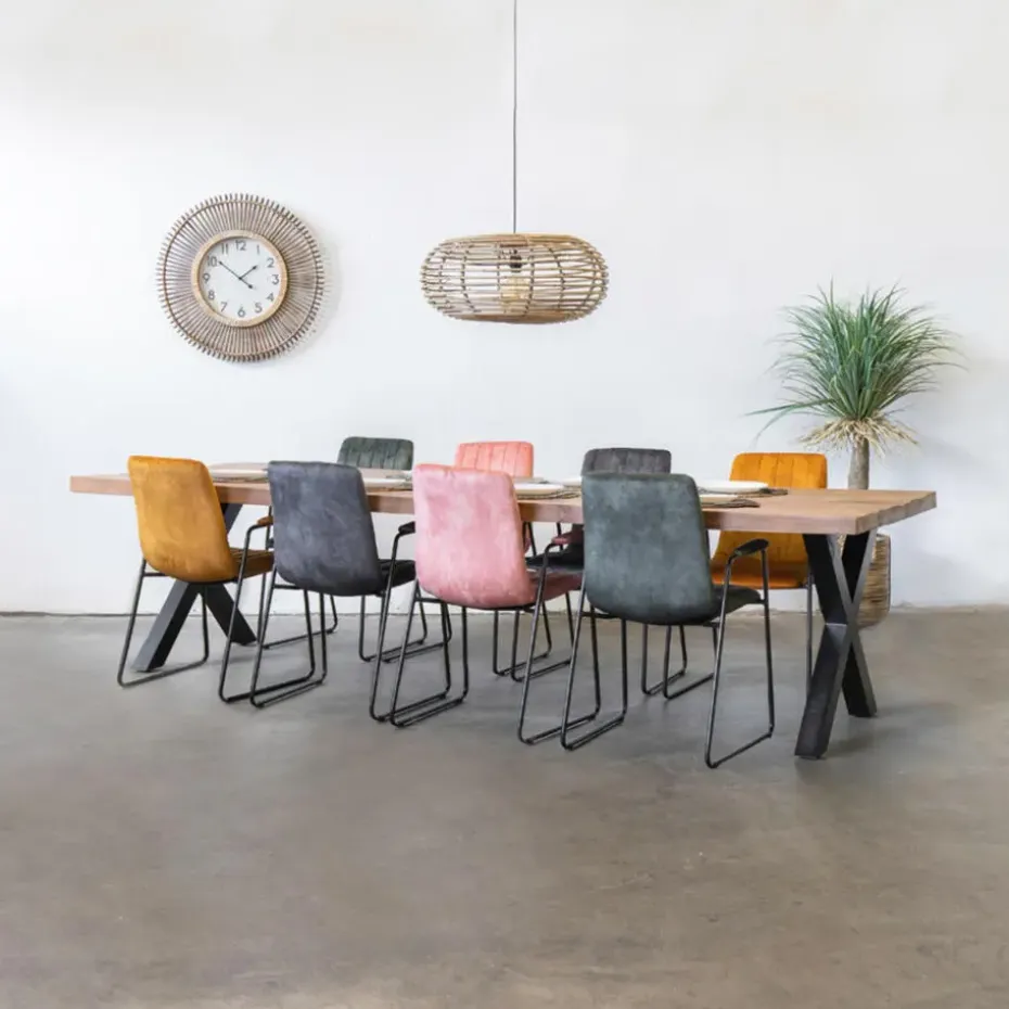 Eettafel Mangohout - 300x100x76cm - Metaal - Duncan