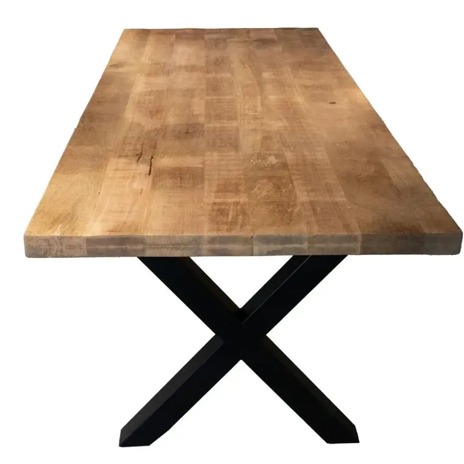 Eettafel Mangohout - 300x100x76cm - Metaal - Duncan