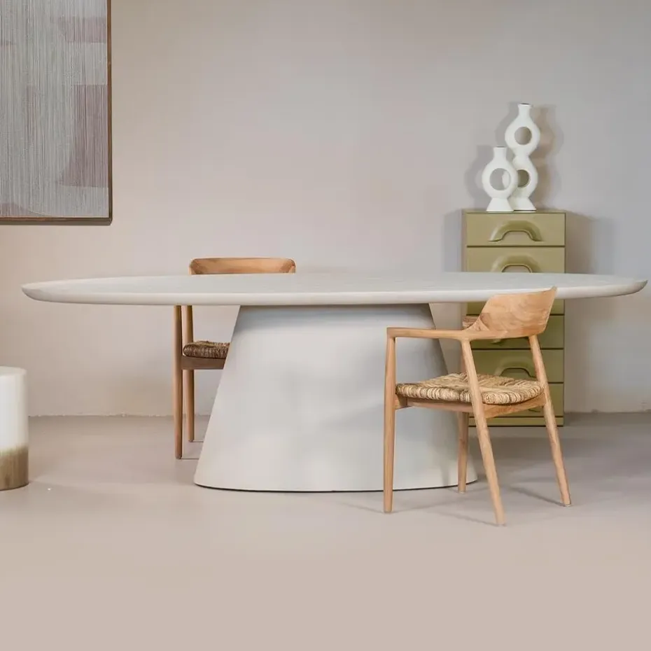 Eettafel Ovaal 160cm - Beige Eco Composiet - Cleo