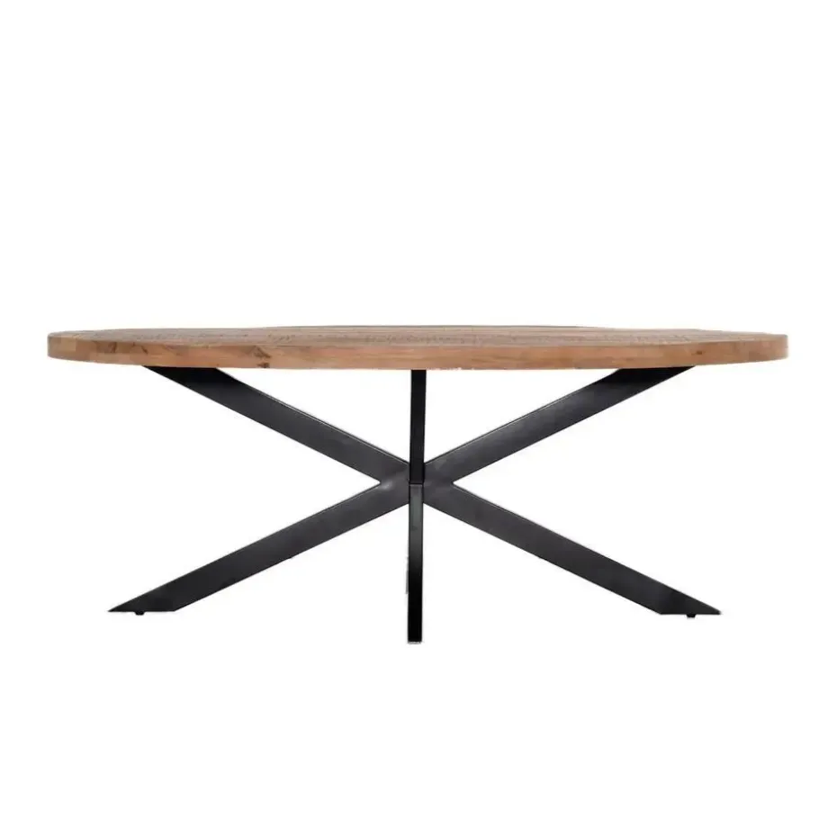 Eettafel Ovaal 220cm - Mangohout Naturel - Matrix-Poot - Mansour