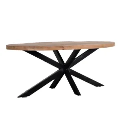 Eettafel Ovaal 240cm - Mangohout Naturel - Matrix-Poot - Mansour