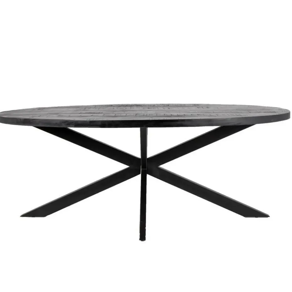 Eettafel Ovaal 200cm - Mangohout Zwart - Matrix-Poot - Mansour