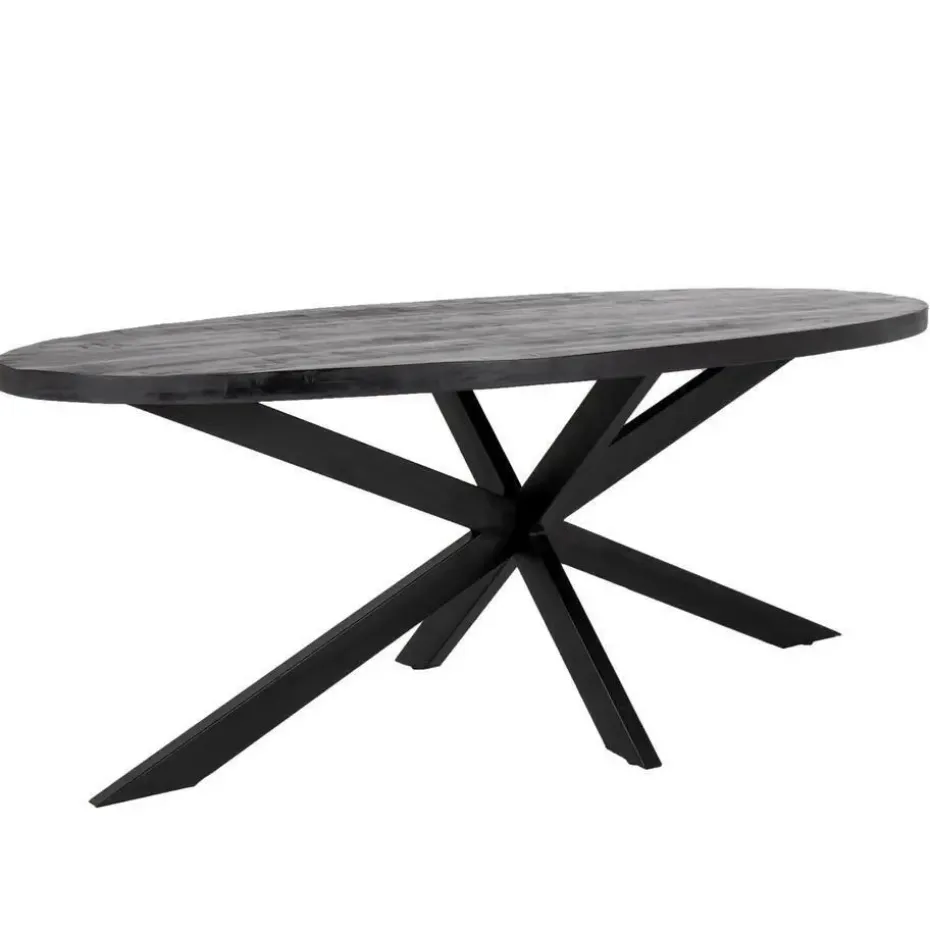 Eettafel Ovaal 200cm - Mangohout Zwart - Matrix-Poot - Mansour