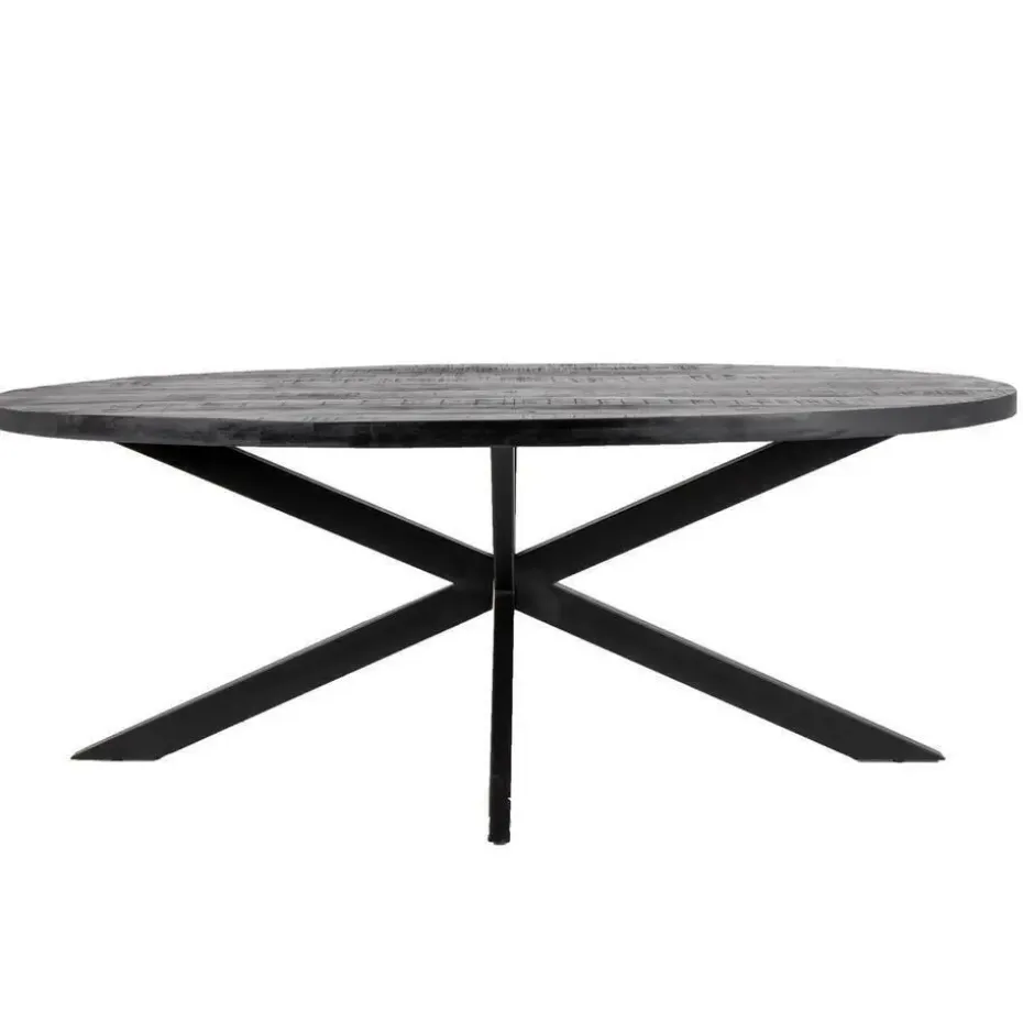 Eettafel Ovaal 220cm - Mangohout Zwart - Matrix-Poot - Mansour