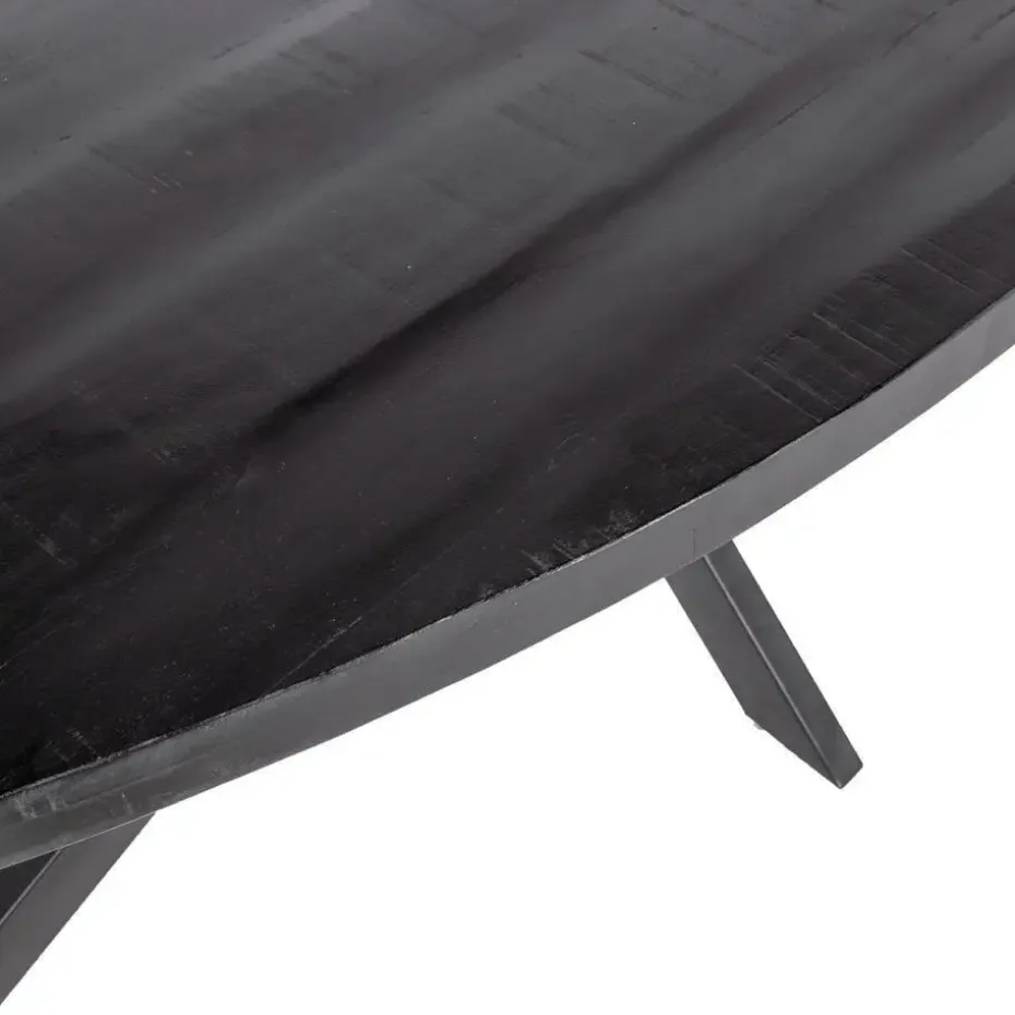 Eettafel Ovaal 220cm - Mangohout Zwart - Matrix-Poot - Mansour