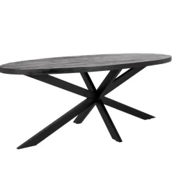 Eettafel Ovaal 180cm - Mangohout Zwart - Matrix-Poot - Mansour