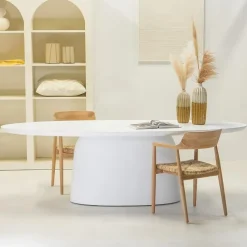 Eettafel Ovaal 200cm - Wit Betonlook - Myrna
