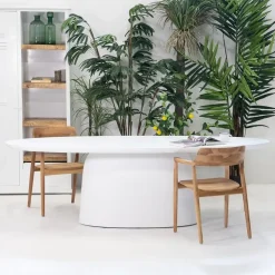 Eettafel Ovaal 200cm - Wit Betonlook - Myrna