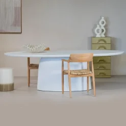 Eettafel Ovaal 240cm - Wit Betonlook - Myrna